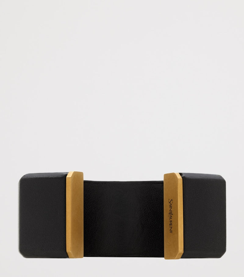 Saint Laurent leather cuff bracelet with gold-tone tip - British product