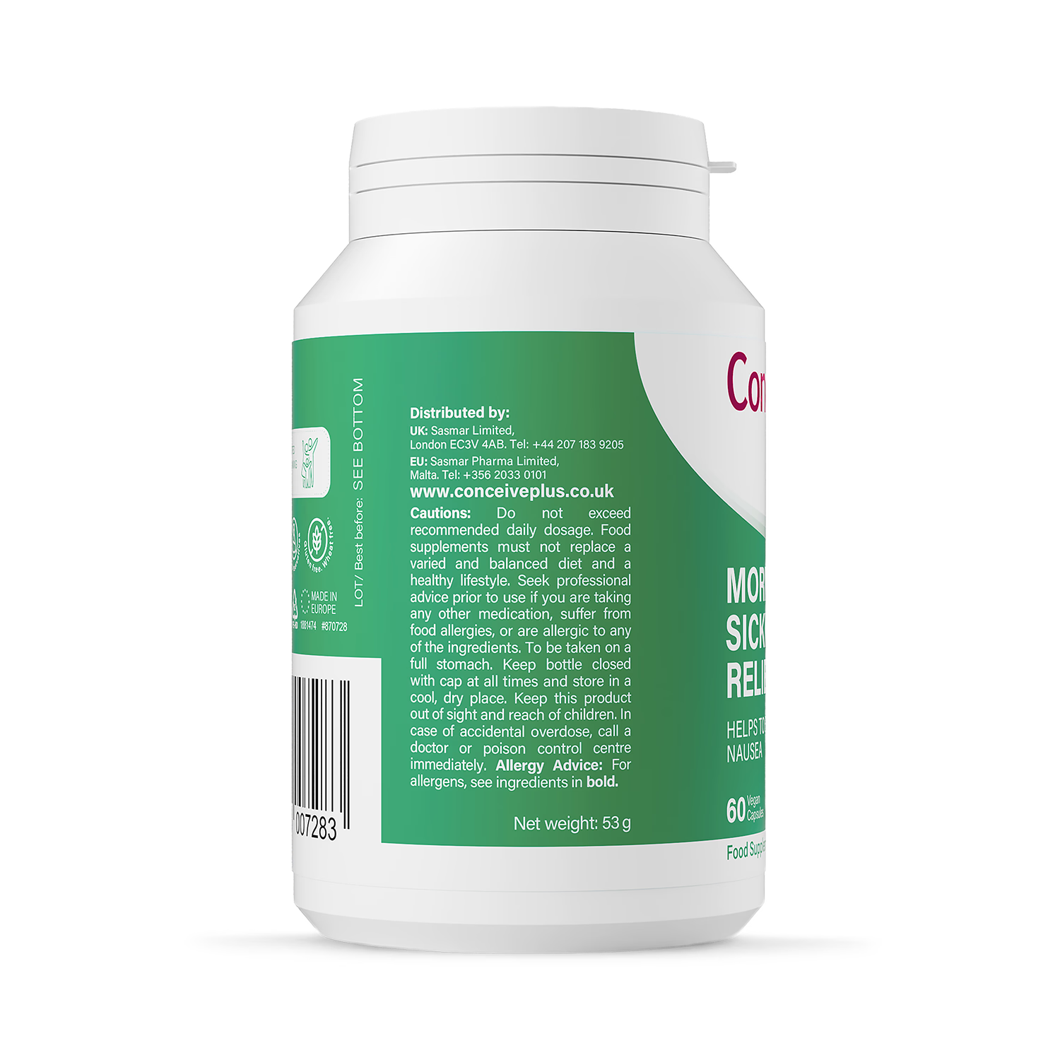 Conceive Plus Morning Sickness Relief 60 capsules (British brand)