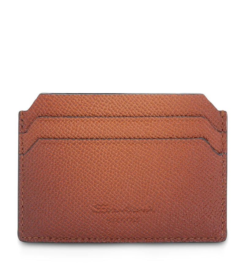 Santoni textured leather card holder with 4 card slots, imported from the UK