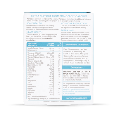 Vitabiotics Menopace Calcium Bony helse-tilskudd 30 tabletter