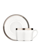 Christofle Malmaison Platinum porcelain tea cup and saucer, 100ml - British product