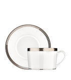 Christofle Malmaison Platinum porcelain tea cup and saucer, 100ml - British product
