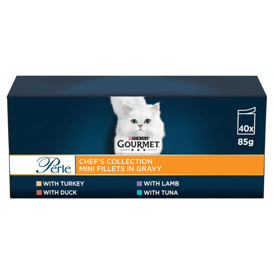 Gourmet Perle Chef's Collection Mini Fillets in Gravy Cat Food x40 85g Cat pouches & cans Sainsburys   