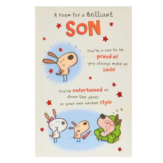 Hanson White Cute Poem Son Birthday Card General Household ASDA   