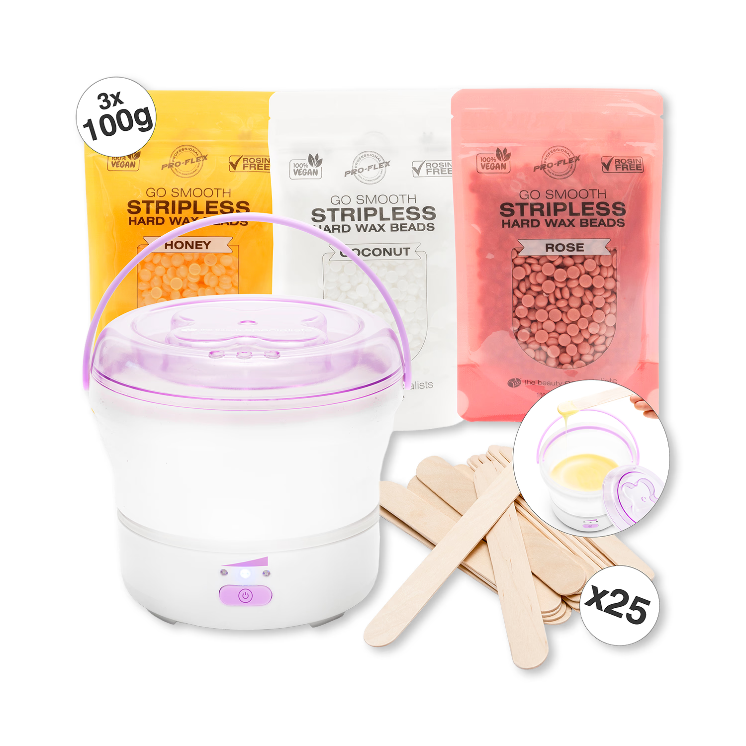 Rio Go Smooth stripless hard wax heater kit, imported from the UK