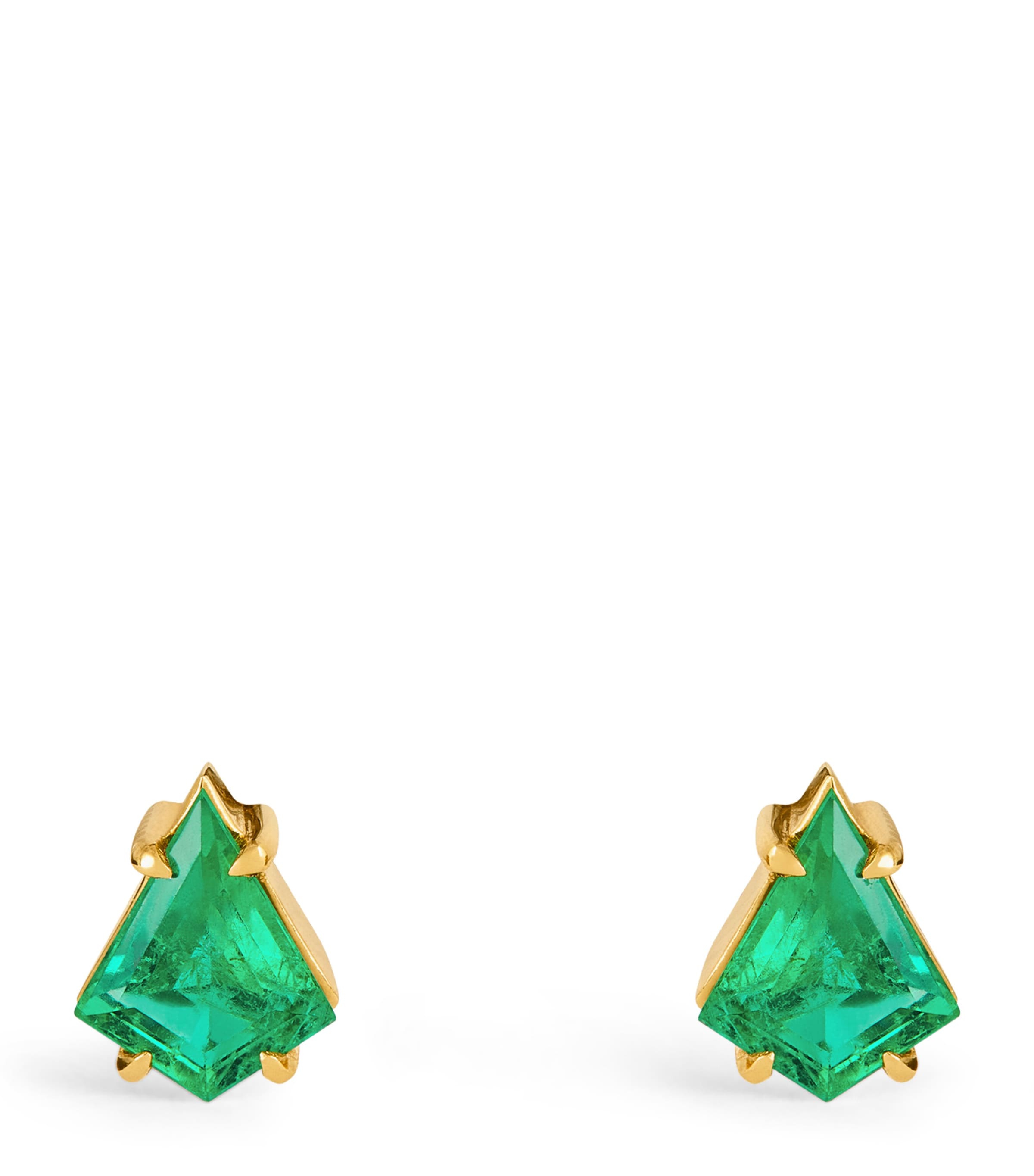 ZLEE yellow gold and emerald kite stud earrings - British product