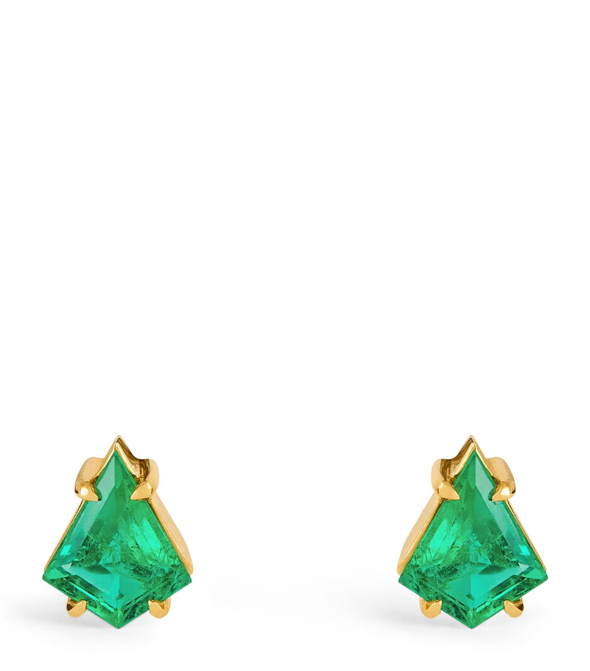 ZLEE yellow gold and emerald kite stud earrings - British product