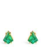 ZLEE yellow gold and emerald kite stud earrings - British product