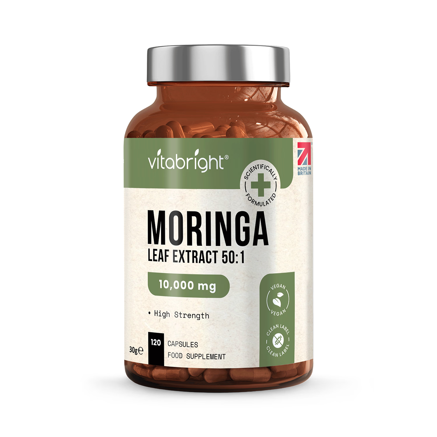 VitaBright Moringa Leaf Extract 10,000mg per Capsule - 120 Capsules - 1 a Day