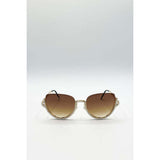 SVNX rimless pearl sunglasses gold brown, imported from the UK