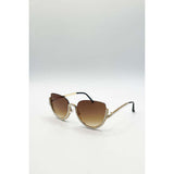 SVNX rimless pearl sunglasses gold brown, imported from the UK