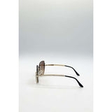 SVNX rimless pearl sunglasses gold brown, imported from the UK