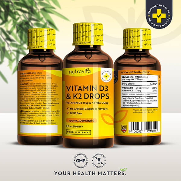 Nutravita Vitamin D3 & K2 Drops - 2000 Vegetarian Drops GOODS Superdrug   