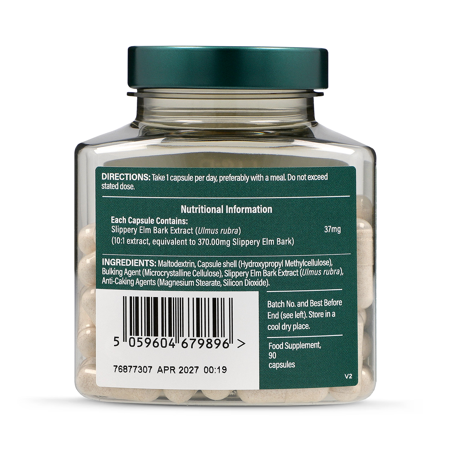 Holland & Barrett Slippery Elm Bark Capsules 90 count (British brand)