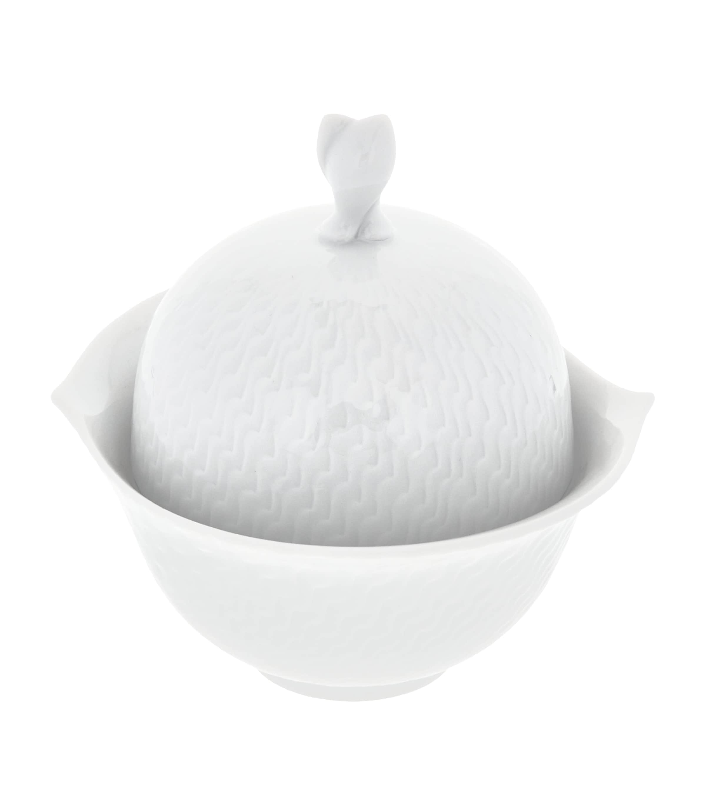 Meissen porcelain sugar bowl with lid Waves Relief (British brand)