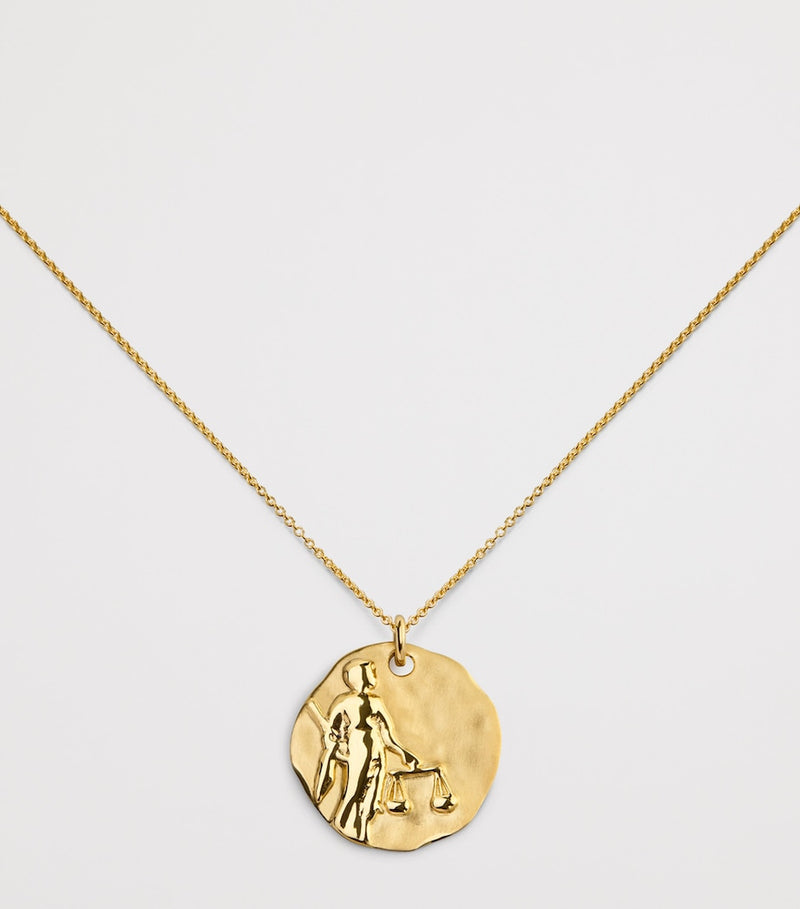 Monica Vinader gold vermeil Zodiac Libra necklace with adjustable chain (British brand)