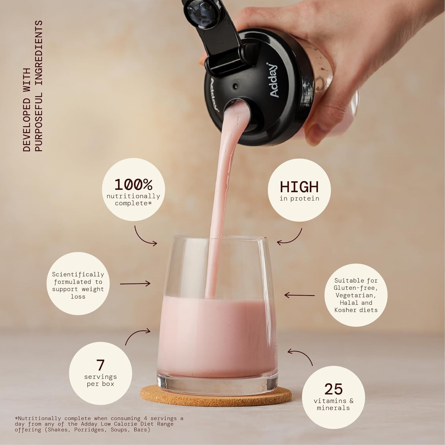 Adday strawberry meal replacement shake 7x57g, imported from the UK