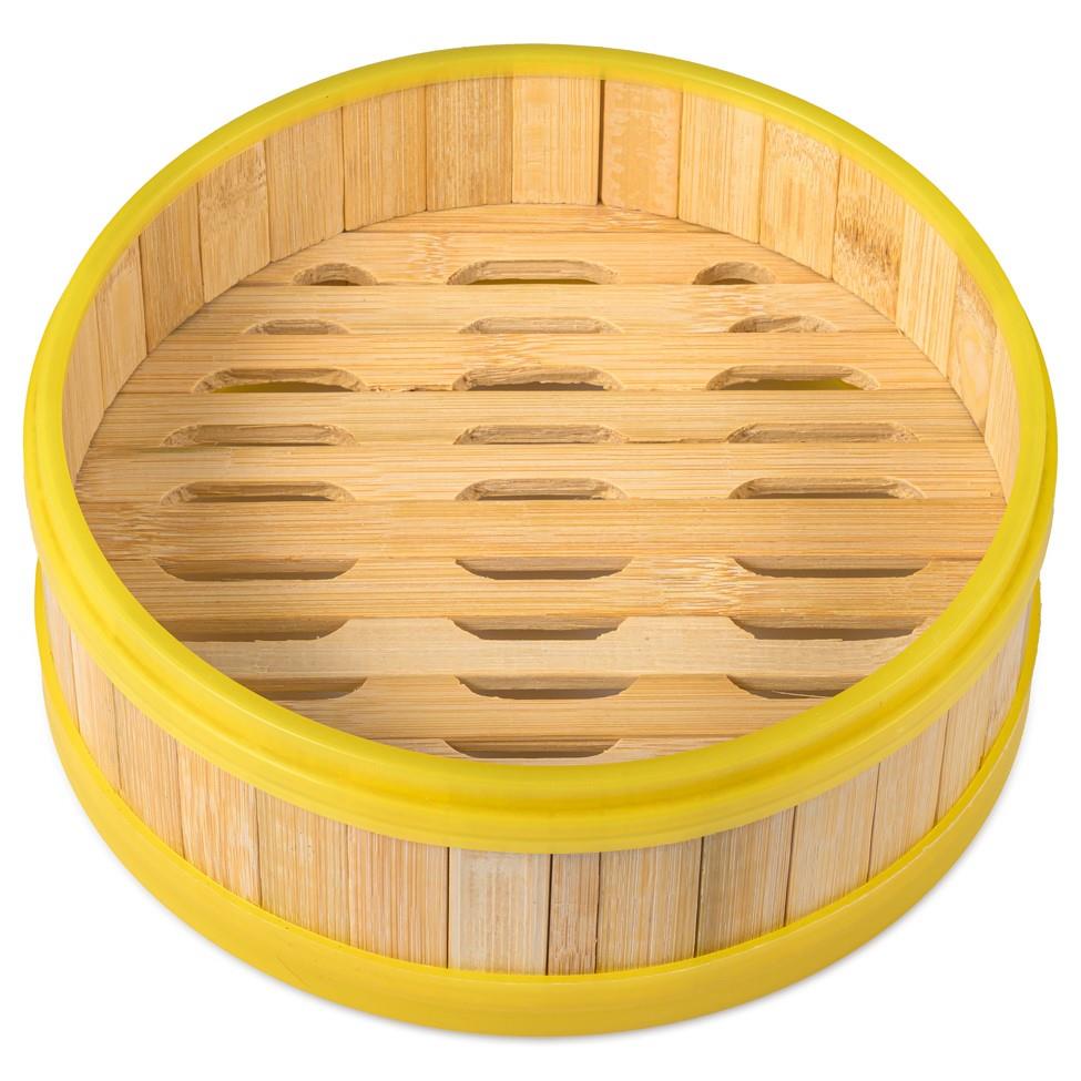 Bamboo steamer 5 inch rubber edge without lid - British product