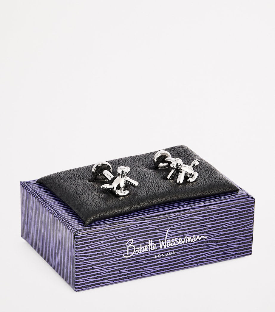 Babette Wasserman balloon monkey cufflinks rhodium-plated (British brand)