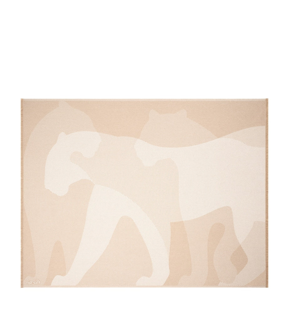 Cartier wool-cashmere blanket with panther motif 190x140cm - British product