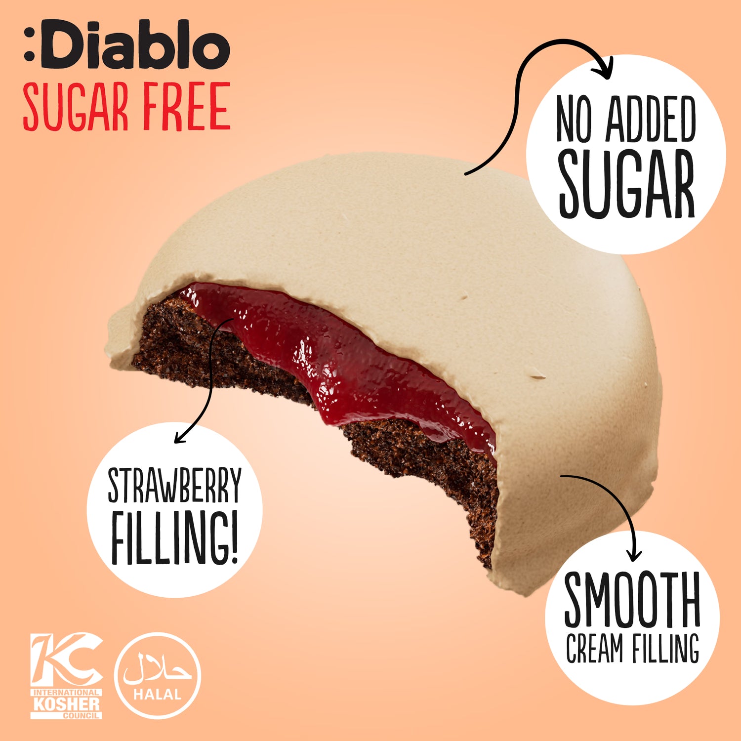 Diablo cookies strawberry peanut cream coating 100g (British brand)