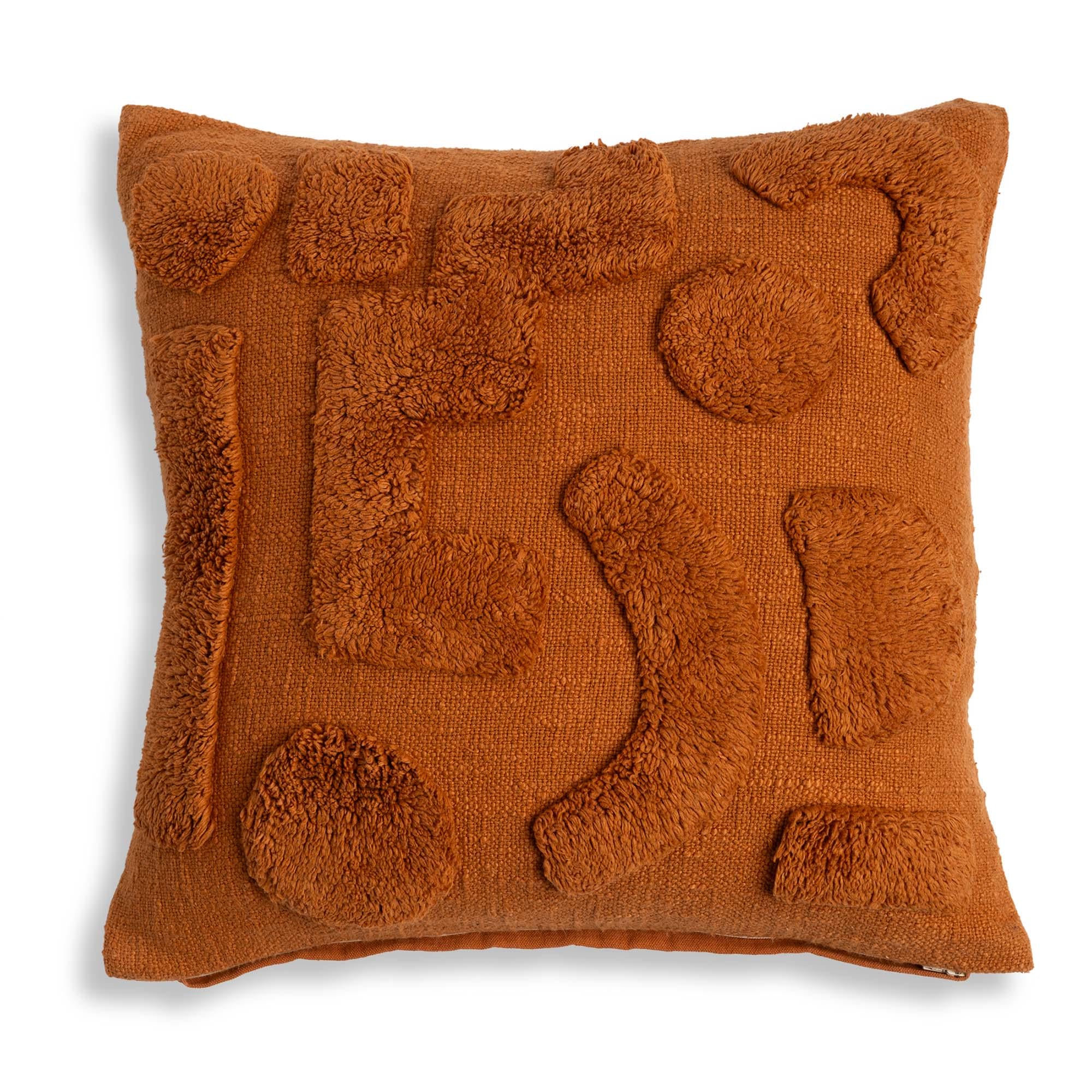 Habitat Abstract Orange Tufted Cushion 43x43 GOODS Sainsburys   