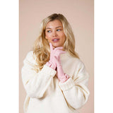 SVNX bow knitted gloves in pink one size - British product