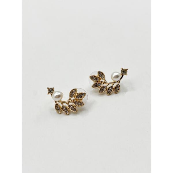 SVNX hanging leaf pearl earrings gold - British product