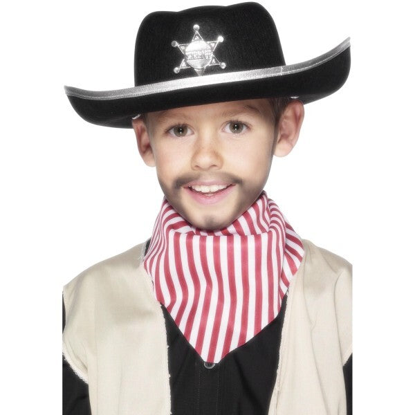 Smiffys sheriff hat black with badge (British brand)