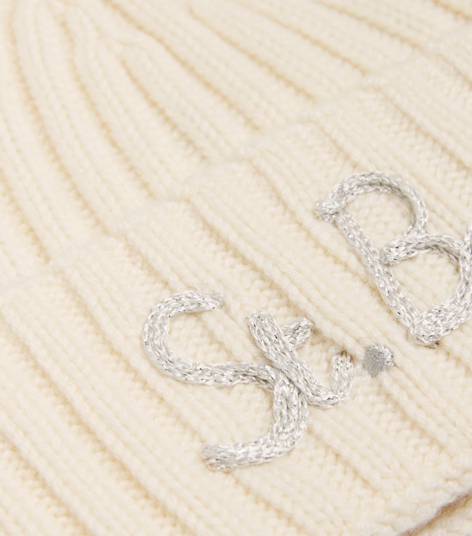 Mc2 Saint Barth Kids wool-blend ribbed logo beanie, imported from the UK