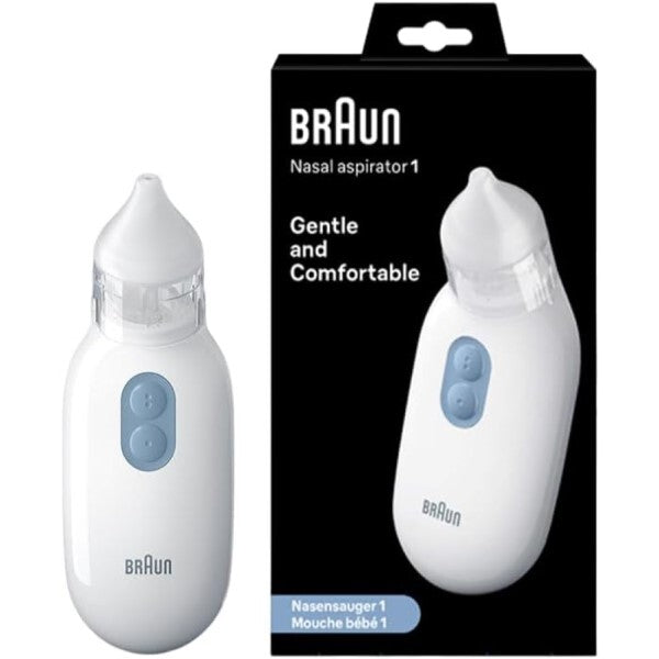 Braun nasal aspirator white with silicone tips, imported from the UK