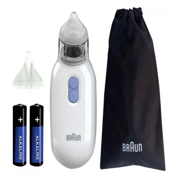 Braun nasal aspirator white with silicone tips, imported from the UK