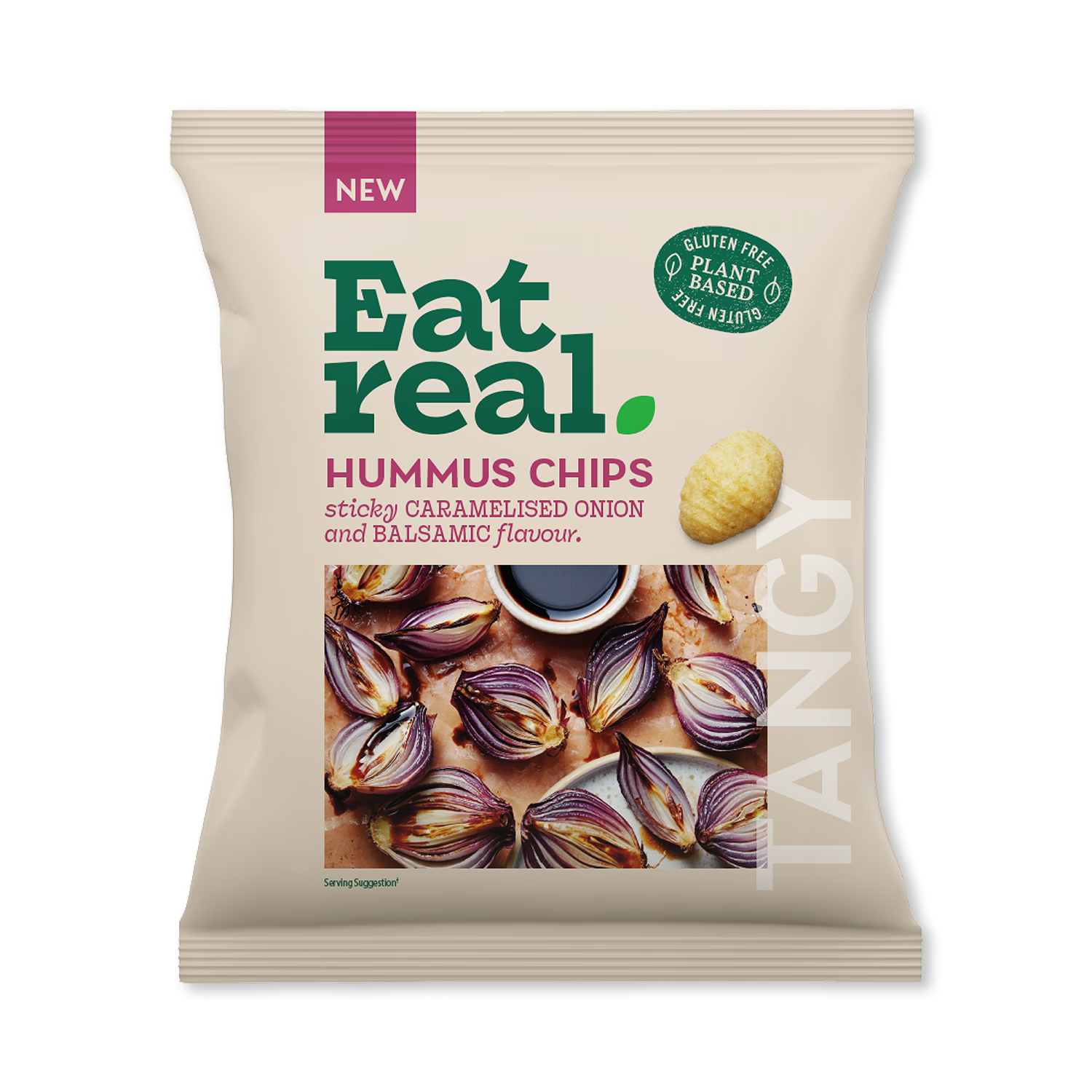 Eat Real Hummus Chips Caramelised Onion Balsamic 45g, imported from the UK