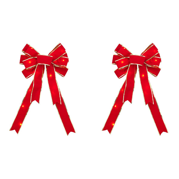 Livingandhome 2-Pack Christmas Bows red with tie straps (British brand)
