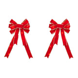 Livingandhome 2-Pack Christmas Bows red with tie straps (British brand)