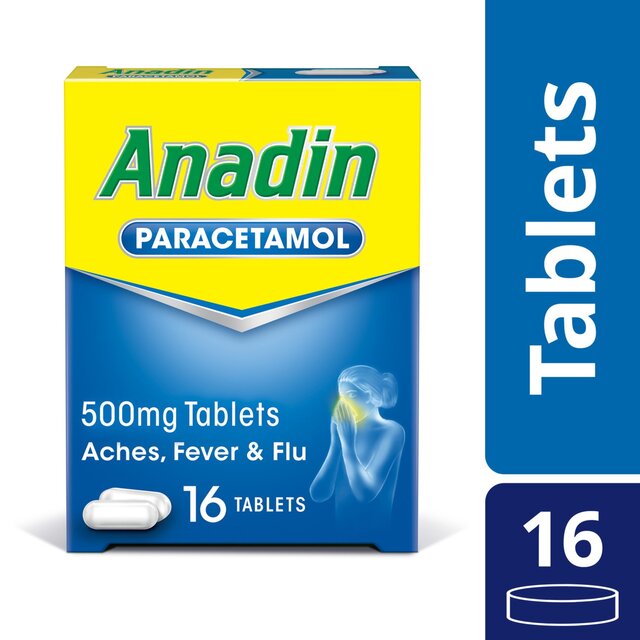 Anadin Paracetamol Pain Relief for Headaches Cold & Flu Tablets 16    16 per pack