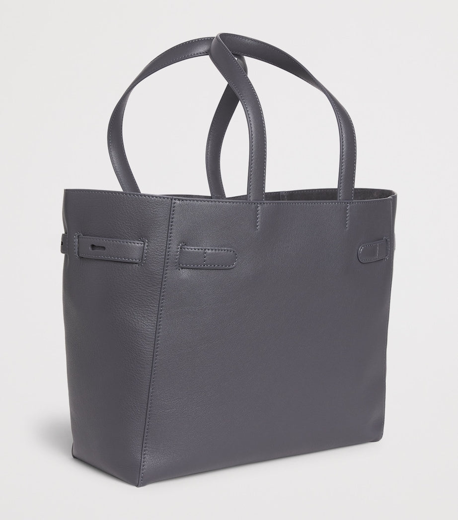 Thom Browne leather Cabas tote bag with zip pouch - British product