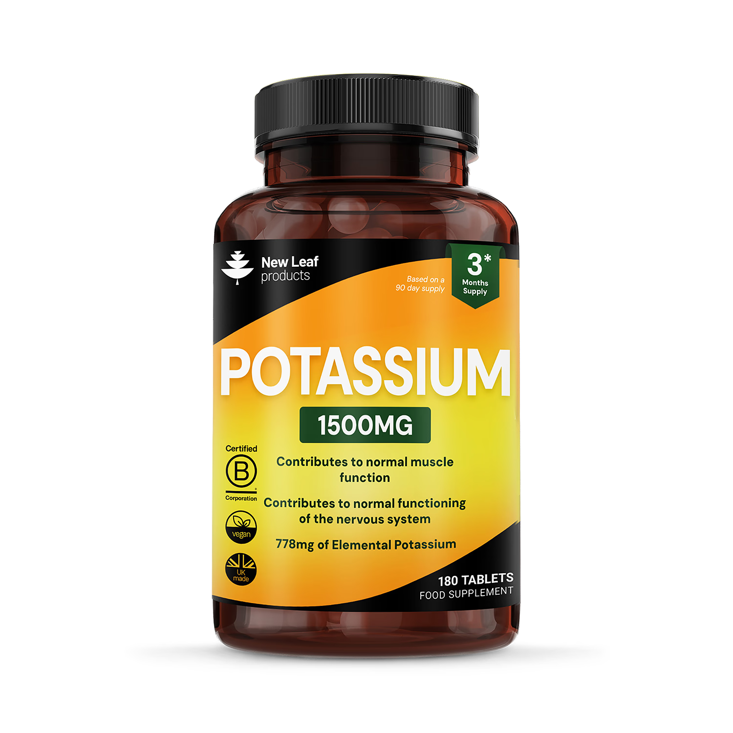 New Leaf Products potassium tablets 180 tablets (British brand)