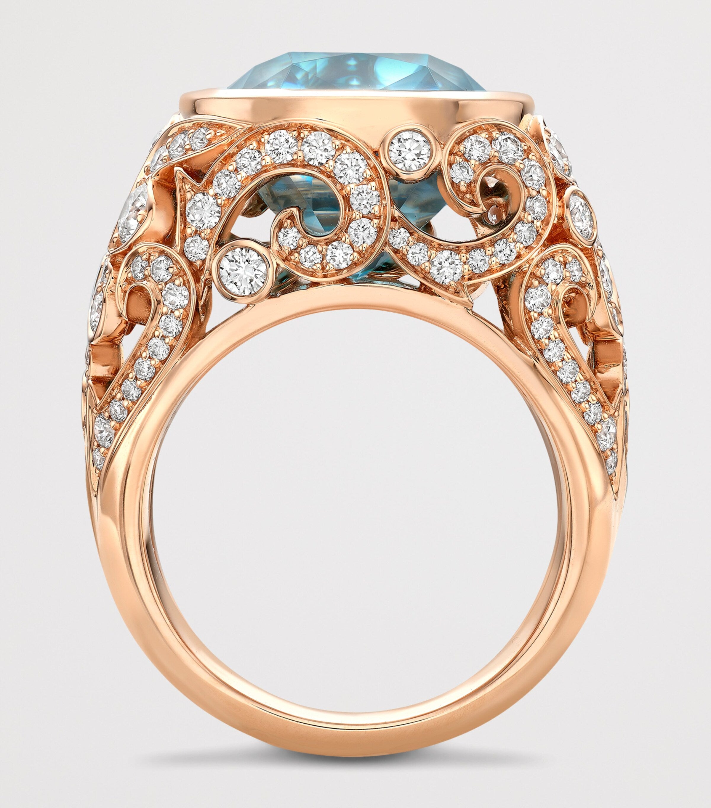 Boodles Royal Damask ring with diamonds and zircon (British brand)