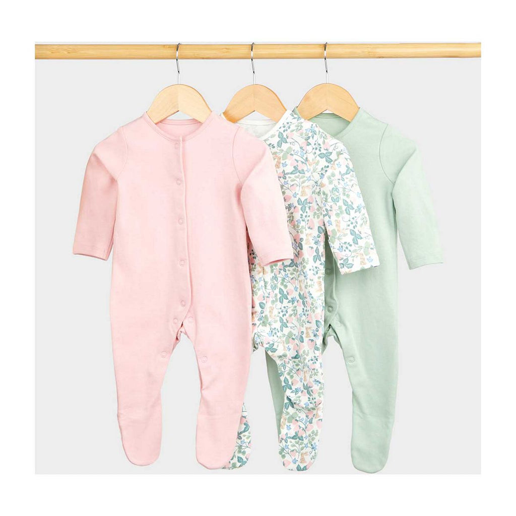 Mothercare Strawberry Baby Sleepsuits - 3 Pack