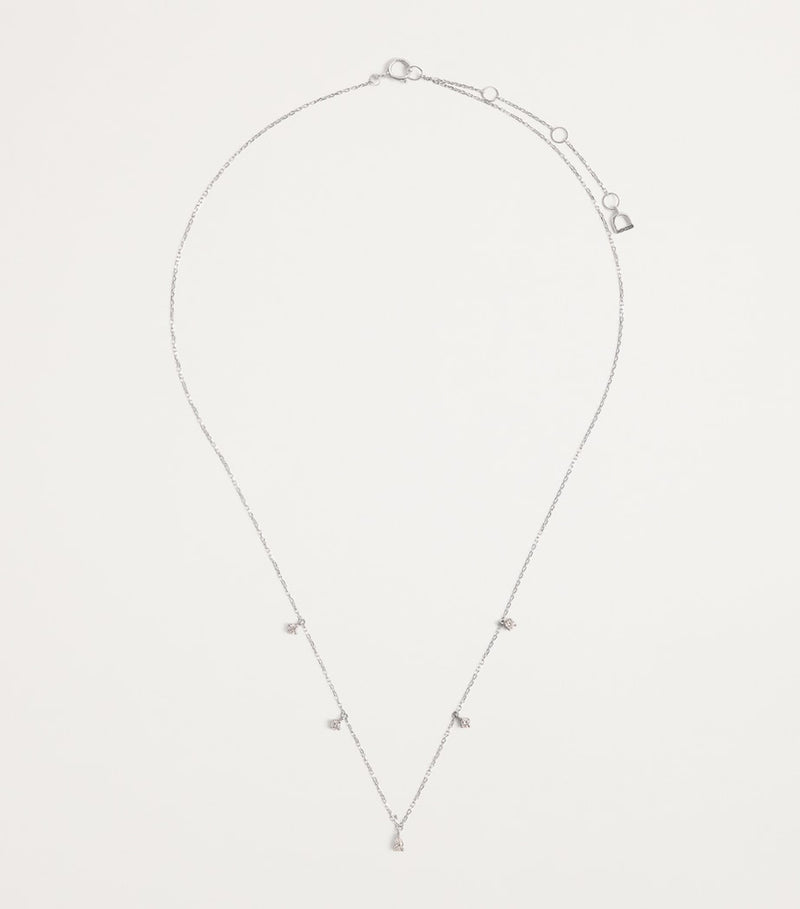 Astrid & Miyu white gold diamond charm necklace 38cm - British product