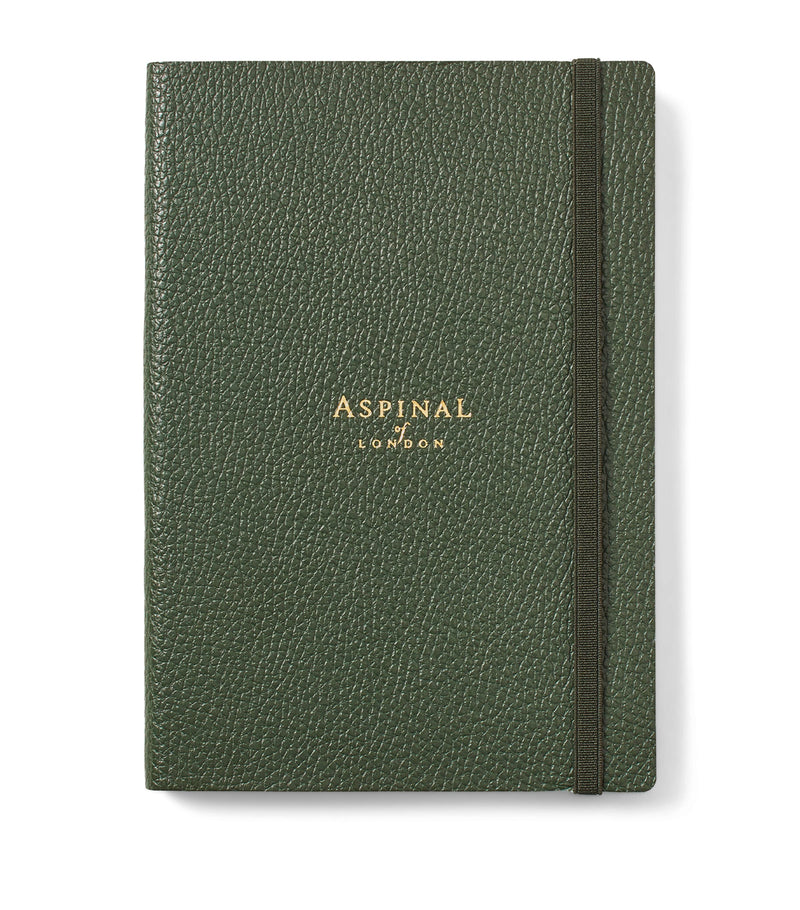 Aspinal of London grained leather bound A5 notebook - British product