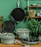 Round Cast Iron Enamel Coated Casserole Dish 20cm 2.2L