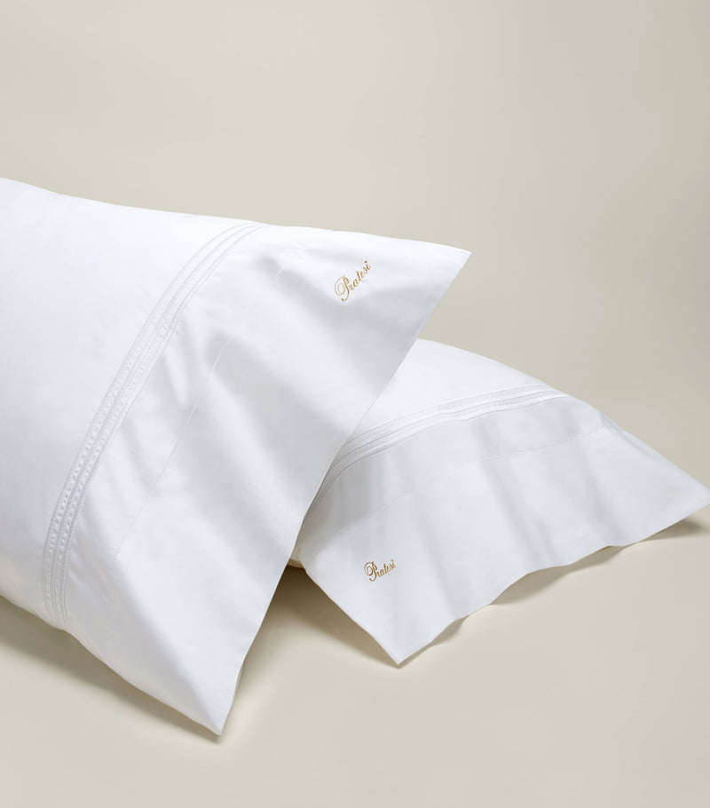 Pratesi triple-embroidered stripe pillow sham 13cm x 41cm, imported from the UK