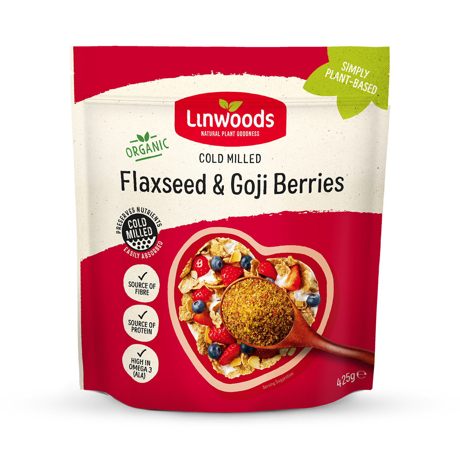 Linwoods milled flaxseed goji berries 425g, imported from the UK