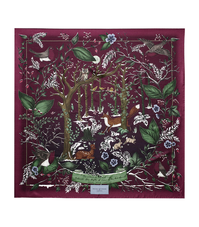 Aspinal of London Woodland silk scarf 90cm - British product