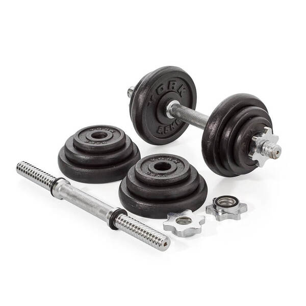 York Fitness cast iron dumbbell set with metal collars 20kg, UK version