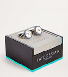 Tateossian stainless steel sapphire button cufflinks, UK version