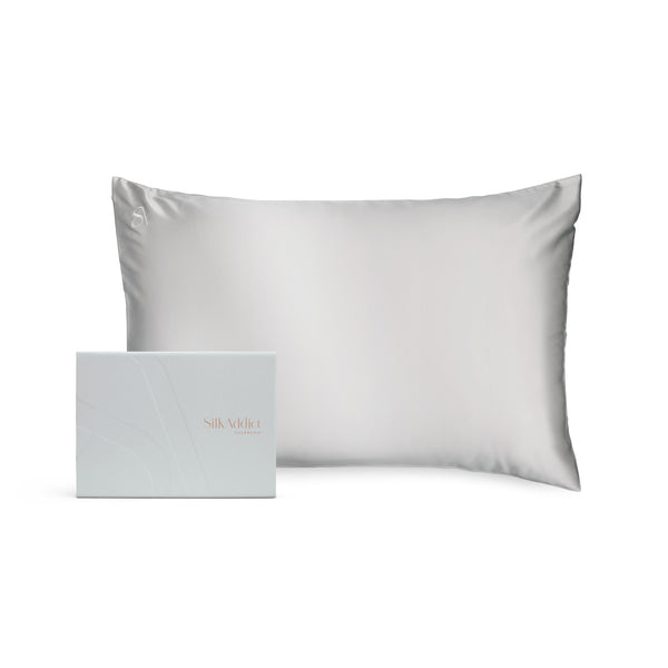 Silk Addict mulberry silk pillowcase Silver 75x50cm, UK version