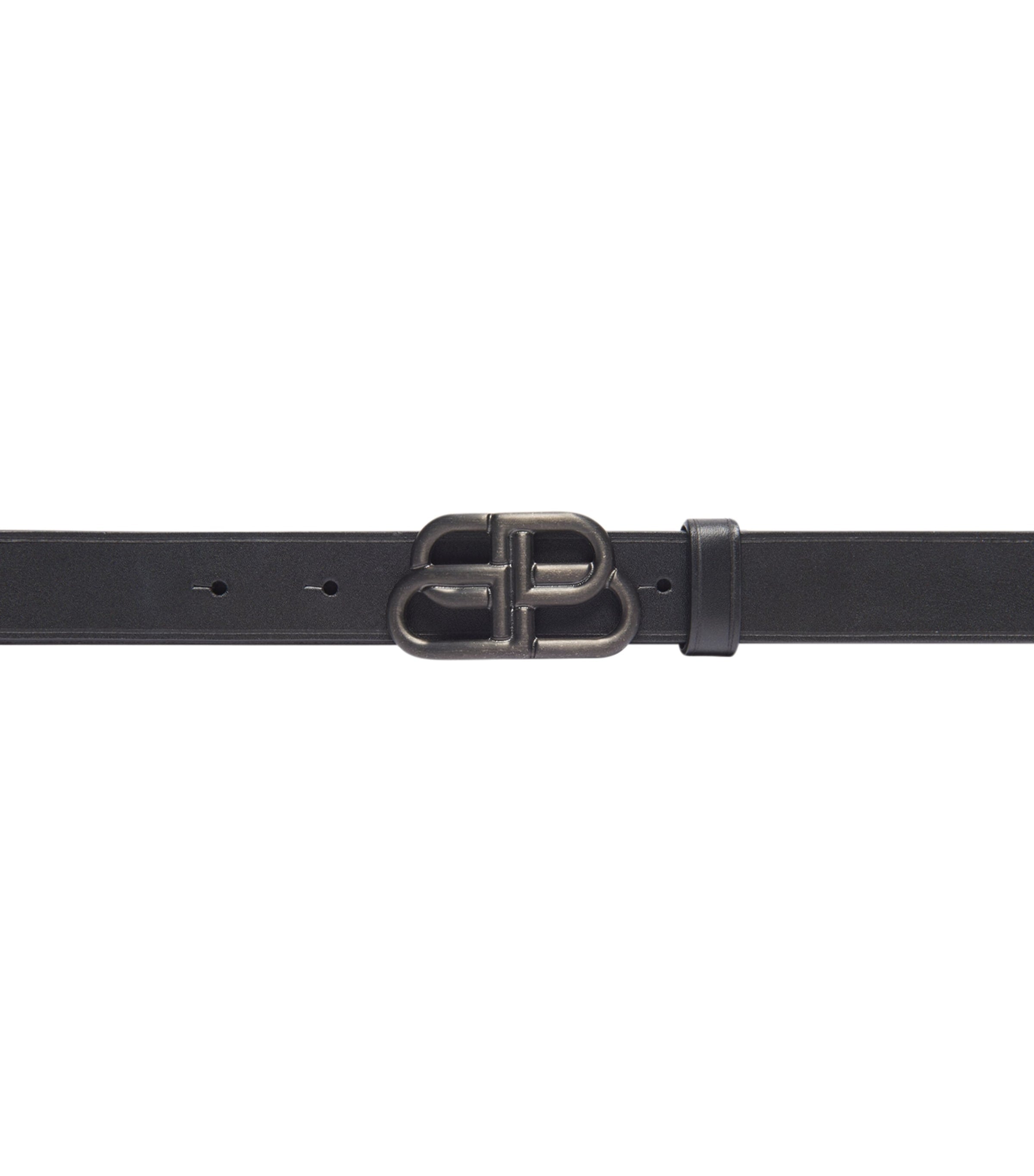 Balenciaga leather belt with burnished hardware and buckle fastening - British product